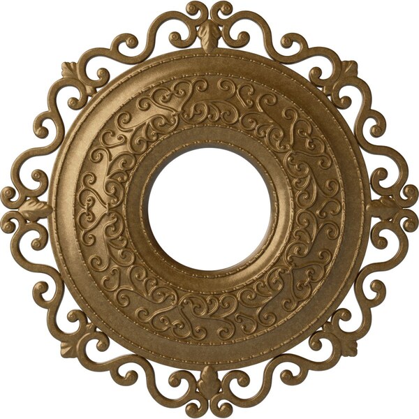 Ekena Millwork Orrington Ceiling Medallion (Fits Canopies up to 6 1/4"), 22"OD x 6 1/4"ID x 1 3/4"P, Pale Gold CM22ORPAS - main